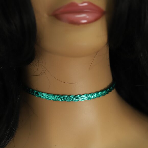 Turquoise Tone Choker Adjustable Trendy Bright green Chokers (#31) - Picture 7 of 9